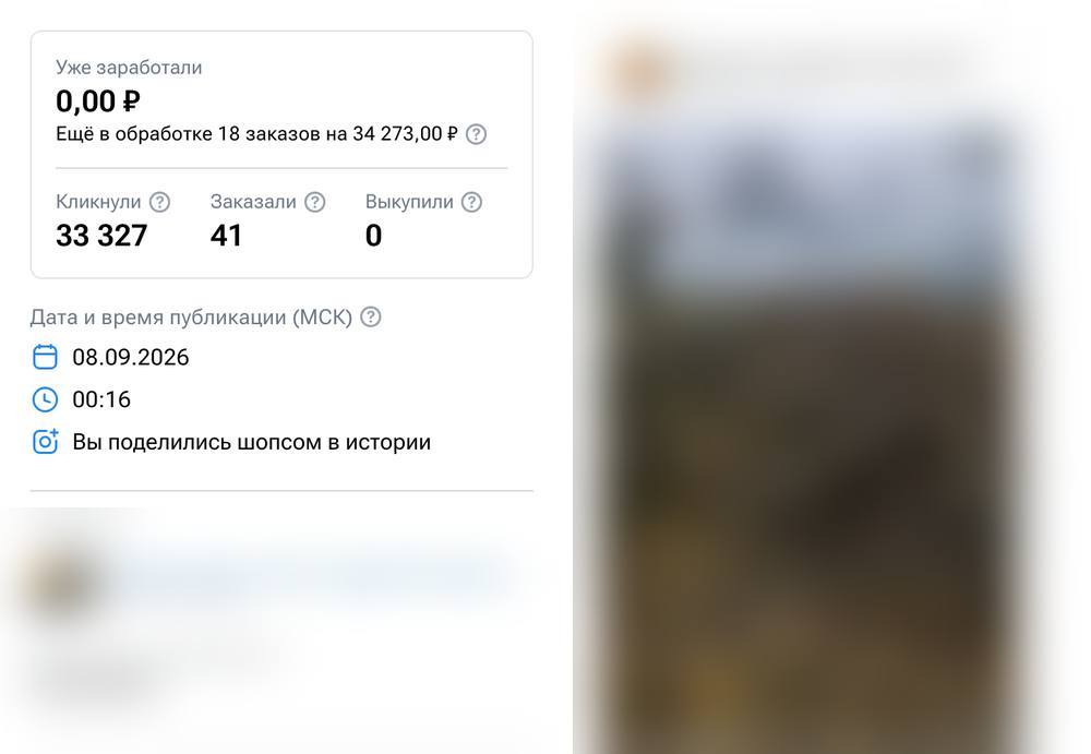 Заявка в кабинете AdBlogger: 34 273 ₽, 33 327 кликов · 41 заказ